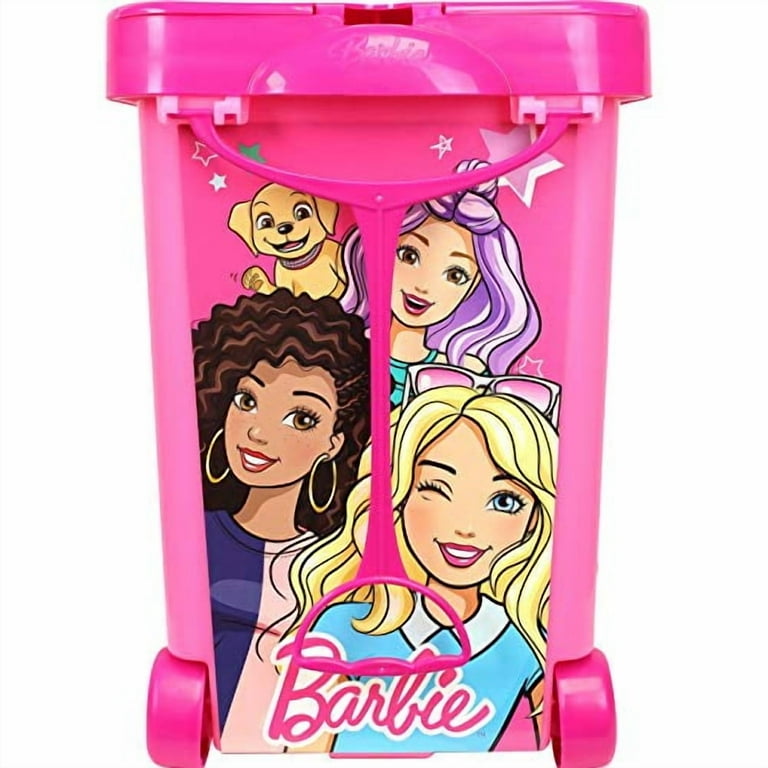 Tara Toys Barbie Pink Storage Organizer, Dolls Holder with Wheels