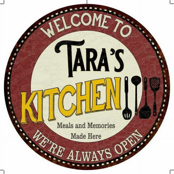 Tara's Kitchen 14" Round Metal Sign Bar Game Room Wall Decor 100140040205