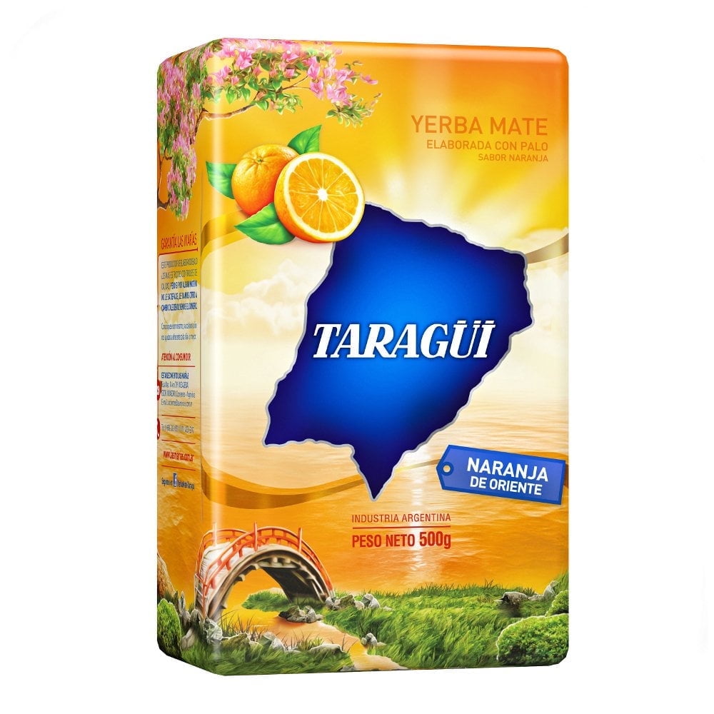 2-Pack Taragui Yerba Mate with Stems, 500 gr - 1.1 lbs, Orange
