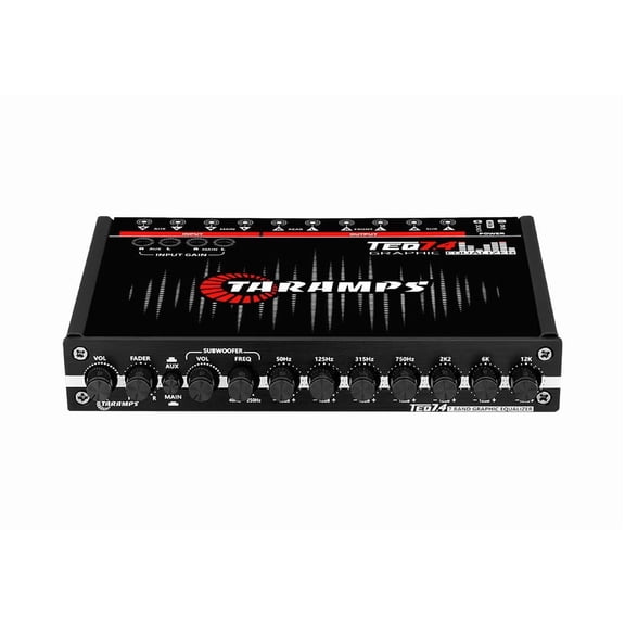 TARAMPS TEQ 7.4 Pro Car Audio Systems 7 Band Graphic Equalizer EQ Blue Lighting Advance Capability Input Channel Adjustment Main Volume Control Adjustable Subwoofer Volume with LPF