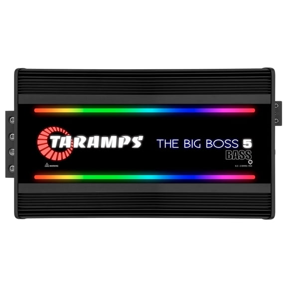 Taramps The Big Boss 5 Bass Black Monoblock RGB Effects 0.5~2 Ohms 5000 Watts Rms Multi-Impedance Digital Amplifier Car Audio System, LED Monitor Indicator, Class D, Crossover, 5k amp, Great for Subs