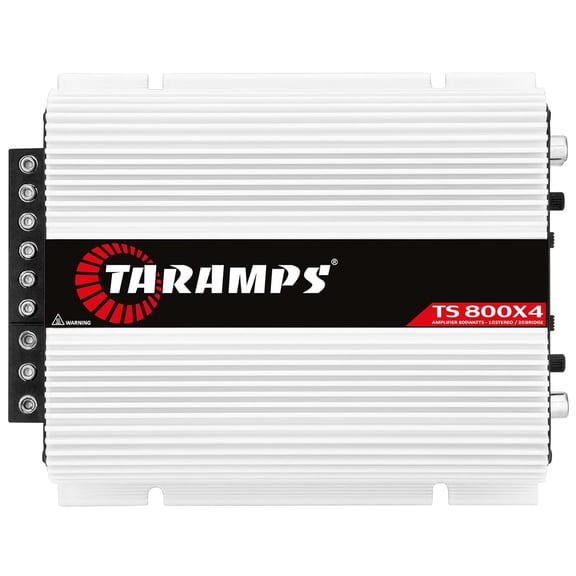 Taramps TS 800x4 1 Ohm Multichannel Stereo Amplifier 800 Watts Rms, 4 Channels, Full Range, Car Audio Amp Digital 2 Bridged Channel, Crossover High/Low Pass, with RCA and Automatic High Level Input