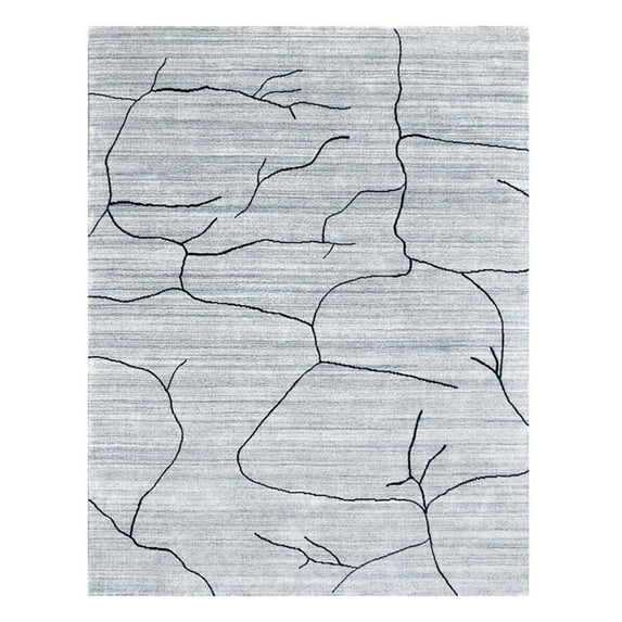 Taran Designs 6' x 9' Abstract Wool Area Rug in White/Dark Gray