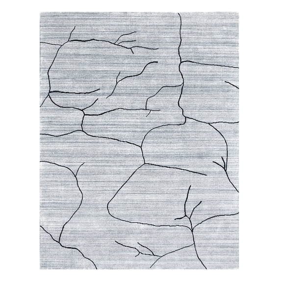 Taran Designs Avery 60x96" Contemporary Wool Area Rug in Dark Gray/White