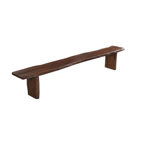 Taran Designs Belmont 60" Live Edge Solid Wood Dining Bench in Dark Brown