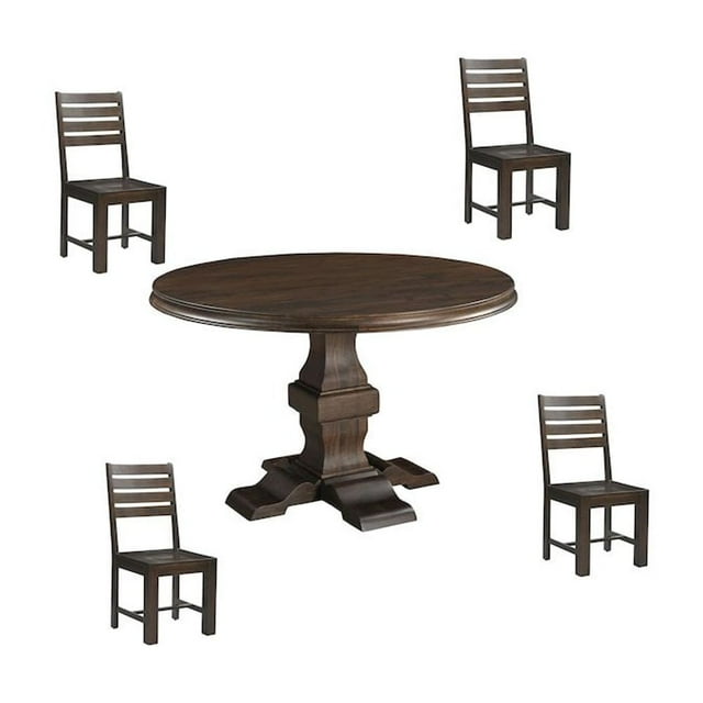 Taran Designs Bristol 5-piece Solid Wood Dining Set in Dark Brown