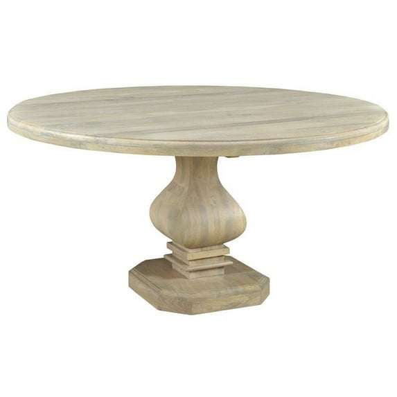 Taran Designs Brooke 48" Pedestal Round Traditional Wood Dining Table in Natural