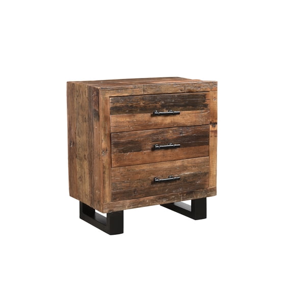 Taran Designs Cedric 3-drawer Solid Wood Nightstand in Dark Brown/Black