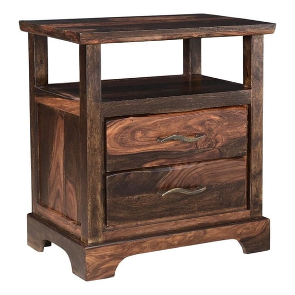 Taran Designs Darcy 2-drawer Live Edge Solid Wood Nightstand in Dark Brown