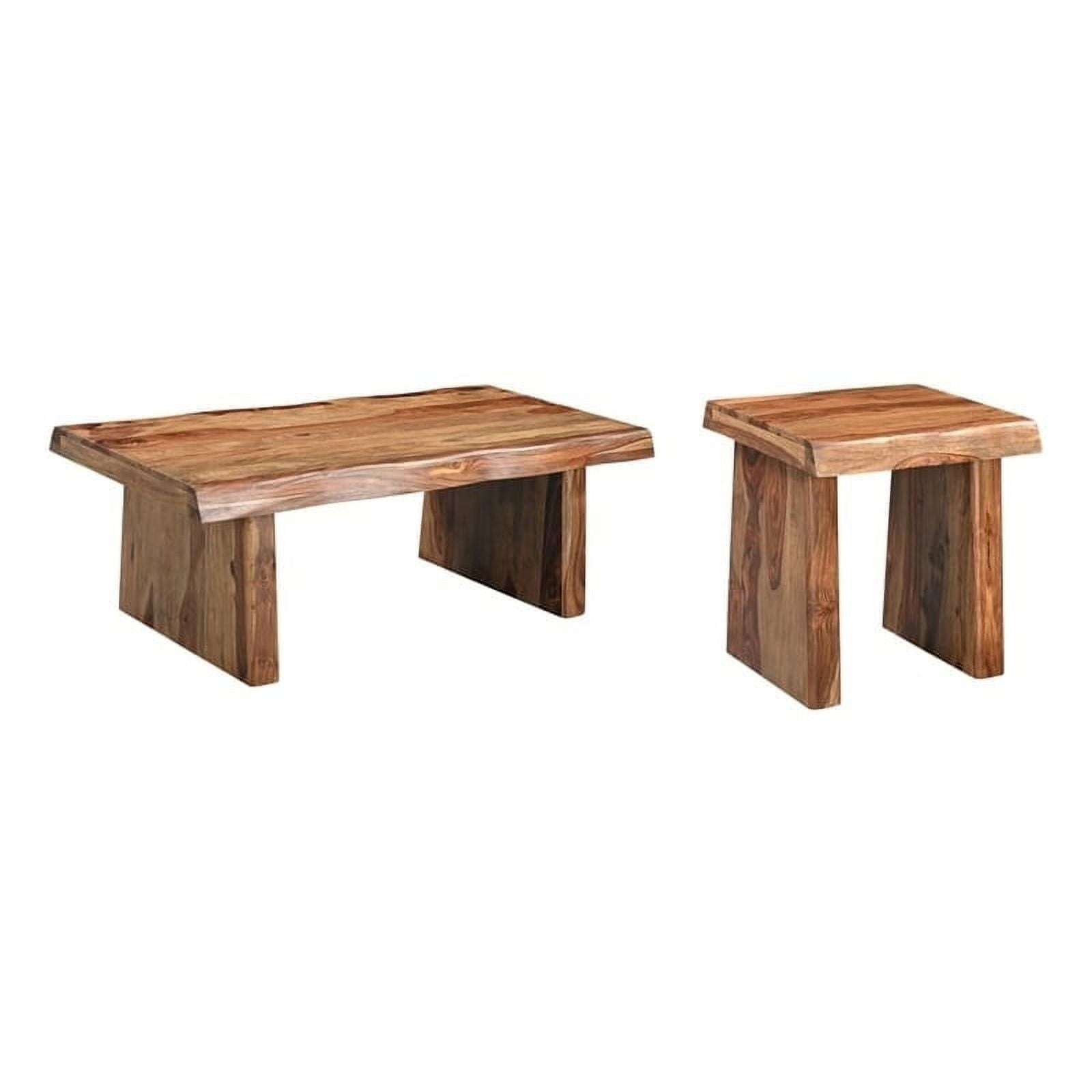 Taran Designs Darcy 2piece Solid Wood Living Room Table Set in Brown