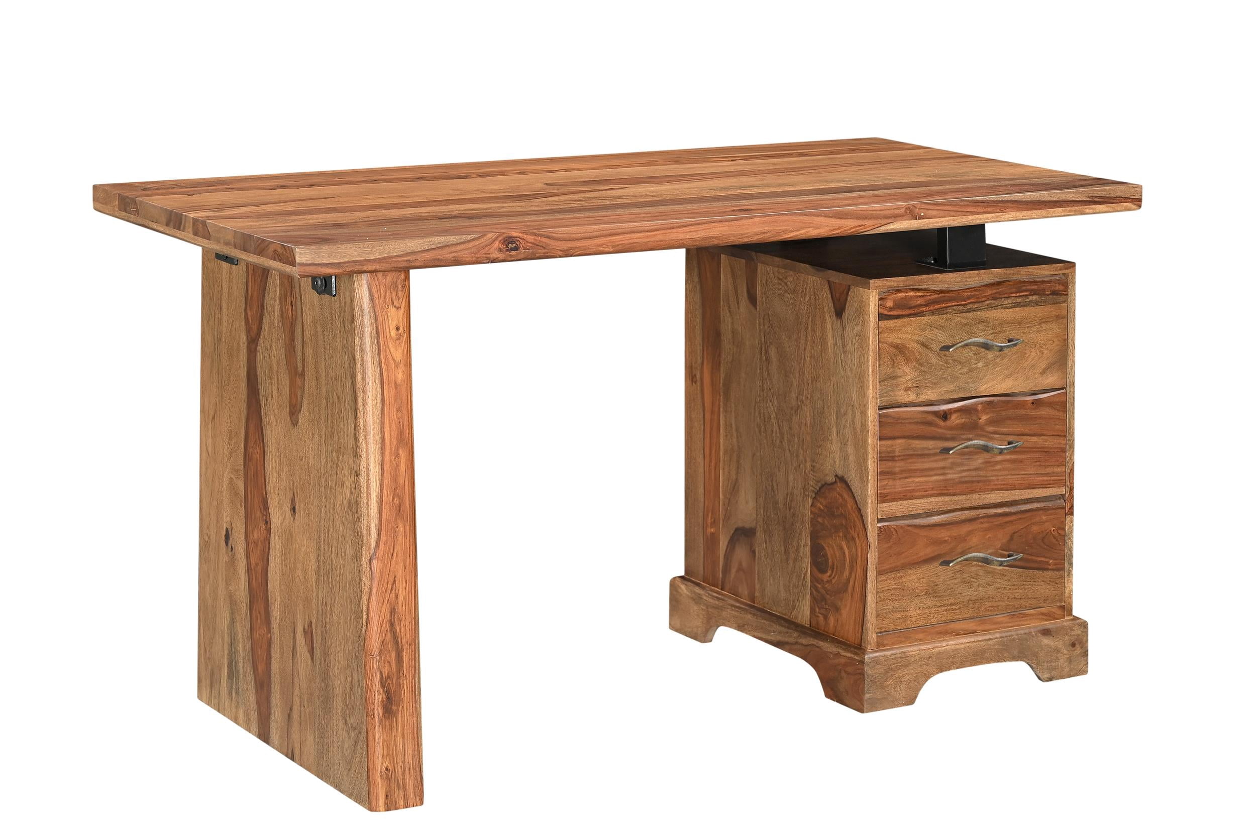 Taran Designs Darcy 3-drawer Live Edge Solid Wood Writing Desk in Brown ...