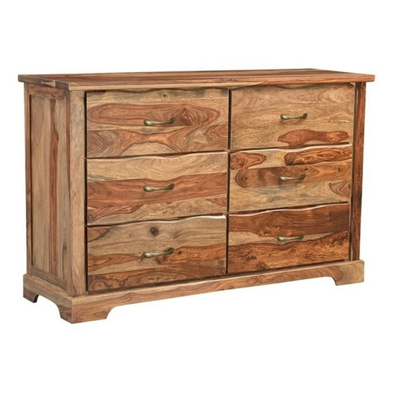 Taran Designs Darcy 6-drawer Live Edge Solid Wood Dresser in Brown