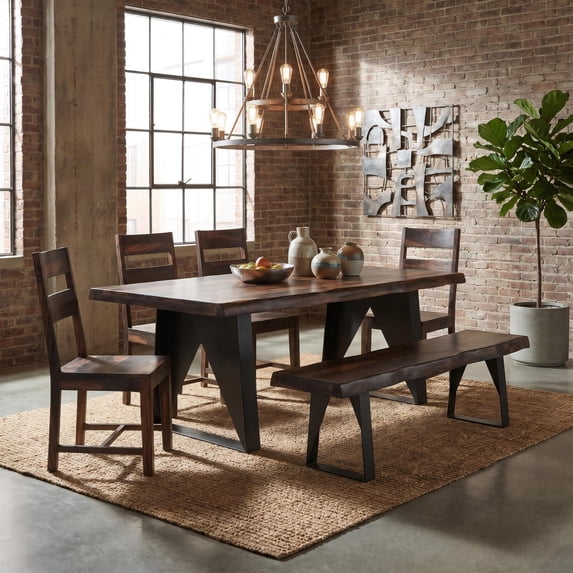 Taran Designs Darcy 6-piece Solid Wood Dining Set in Dark Brown
