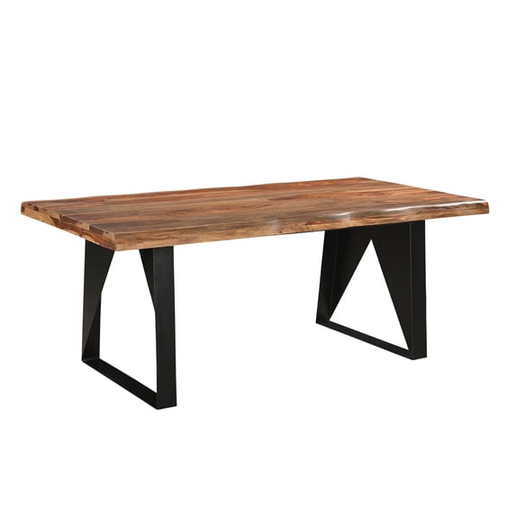 Taran Designs Darcy 80" Live Edge Solid Wood Dining Table in Brown