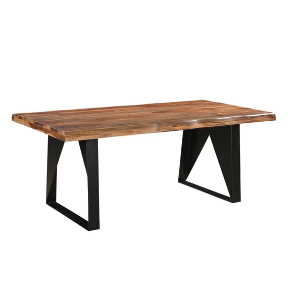 Taran Designs Darcy 80" Live Edge Solid Wood Dining Table in Brown
