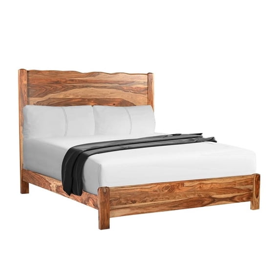 Taran Designs Darcy Live Edge Solid Wood King Panel Bed in Brown