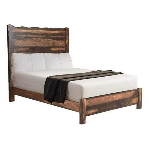 Taran Designs Darcy Live Edge Solid Wood Queen Panel Bed in Dark Brown