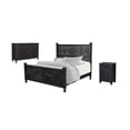 thumbnail image 1 of Taran Designs Monte 3-piece Floral Carved Solid Wood Bedroom Set in Black, 1 of 6