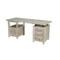 thumbnail image 1 of Taran Designs Fillian 3-drawer 1-door Floral Carved Solid Wood Desk in Gray, 1 of 7