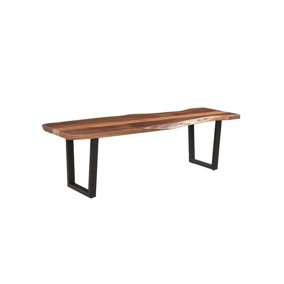 Taran Designs Harper 66" Live Edge Solid Wood Dining Bench in Brown/Black