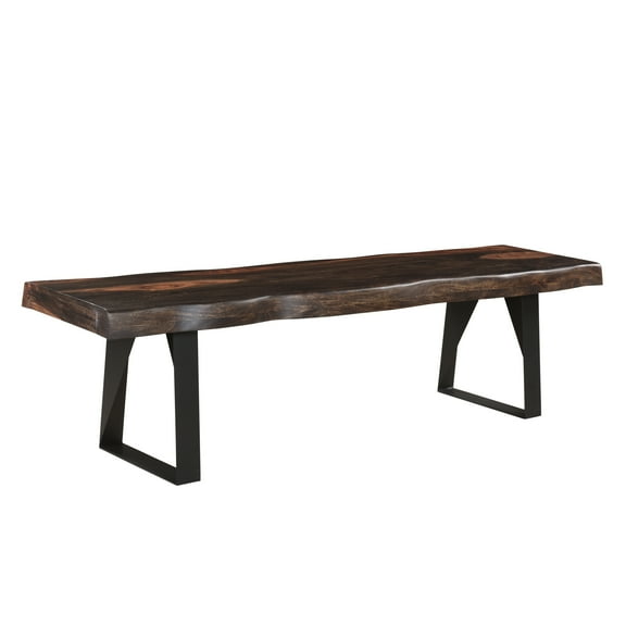 Taran Designs Harper 68" Live Edge Solid Wood Dining Bench in Dark Brown