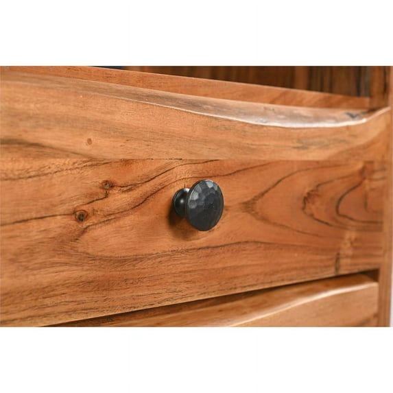 Taran Designs Harper Live Edge Wood 2-Drawer Nightstand in Chestnut Brown