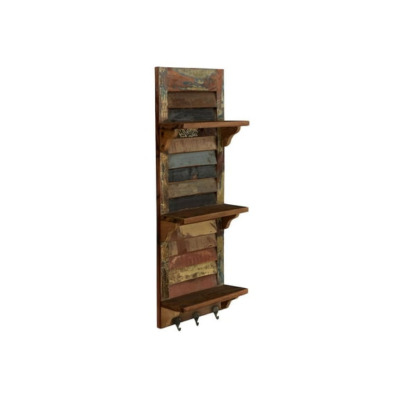 Taran Designs Keaton Wall Mounted Solid Wood Display Shelf in Brown Multicolor
