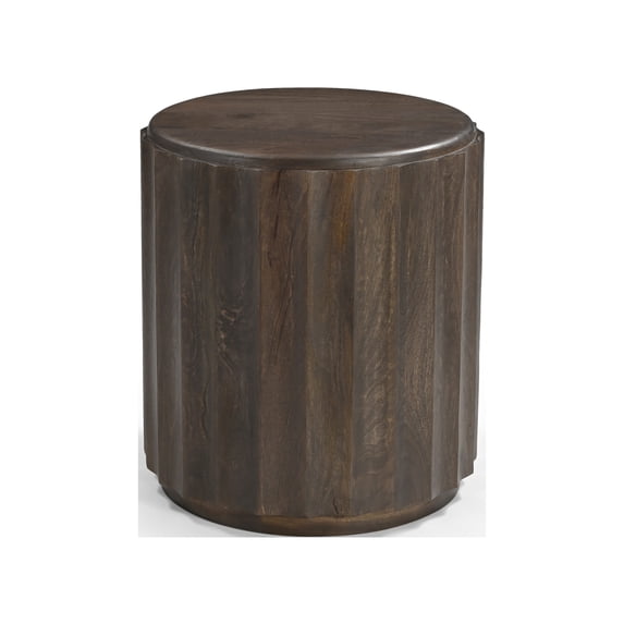 Taran Designs Lark Round Solid Wood End Table in Dark Brown