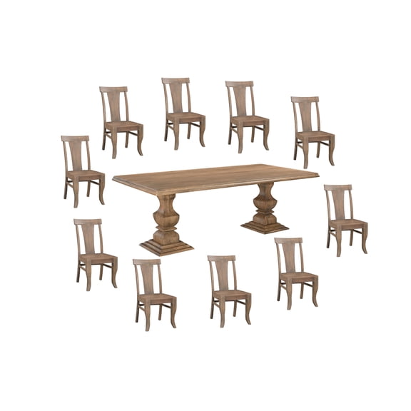 Taran Designs Lawrence 11-piece Solid Wood Dining Set in Brown