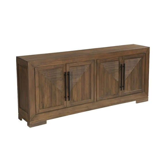 Taran Designs Lawrence 4-door Geometric Solid Wood Sideboard in Antique Brown