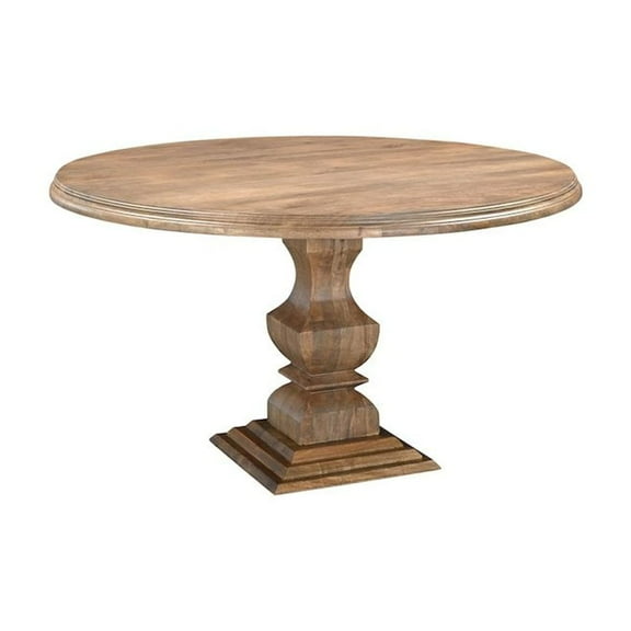 Taran Designs Lawrence 54" Round Solid Wood Pedestal Dining Table in Dark Brown