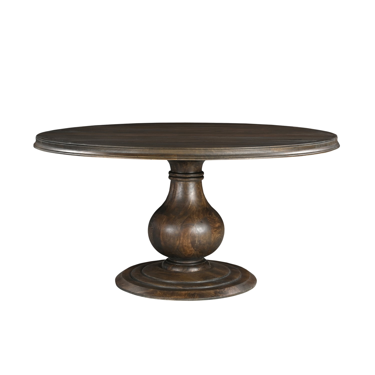 Taran Designs Lawrence 60" Round Solid Wood Pedestal Dining Table in Dark Brown