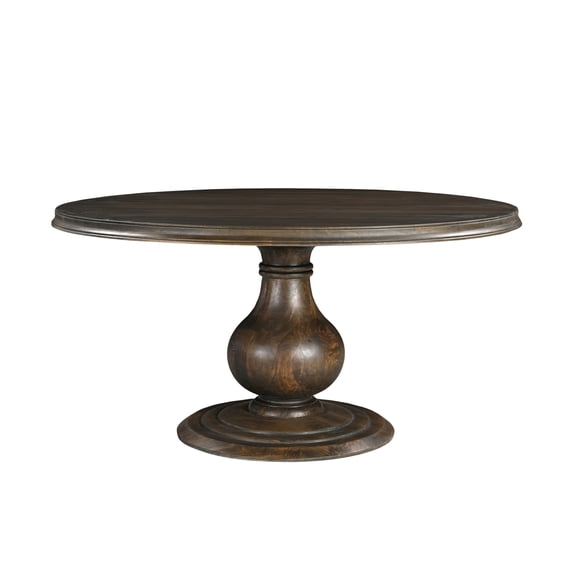 Taran Designs Lawrence 60" Round Solid Wood Pedestal Dining Table in Dark Brown