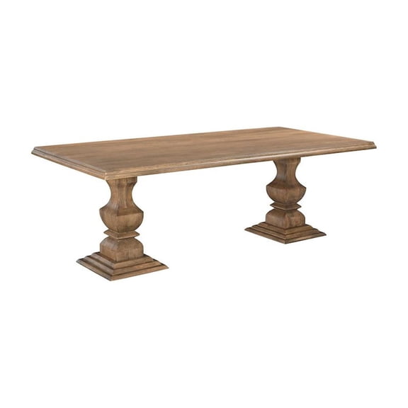 Taran Designs Lawrence 96" Solid Wood Double Pedestal Dining Table in Brown
