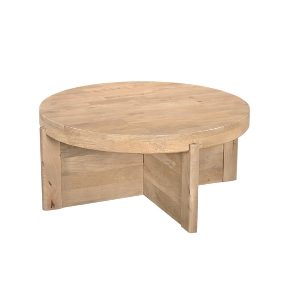 Taran Designs Lawrence Round Solid Wood Coffee Table in Beige