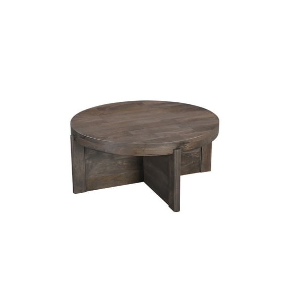 Taran Designs Lawrence Round Solid Wood Coffee Table in Dark Brown