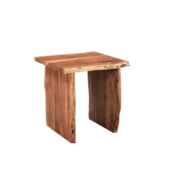 Taran Designs Live Edge Solid Wood Top/leg End Table in Brown
