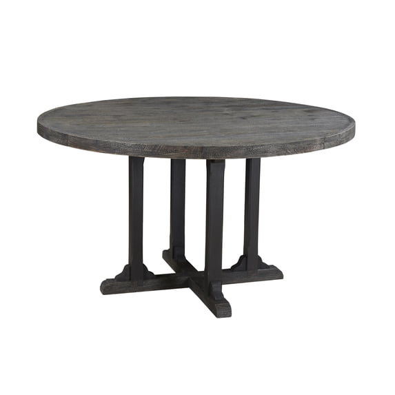 Taran Designs Maria 54" Round Solid Wood Dining Table in Dark Gray
