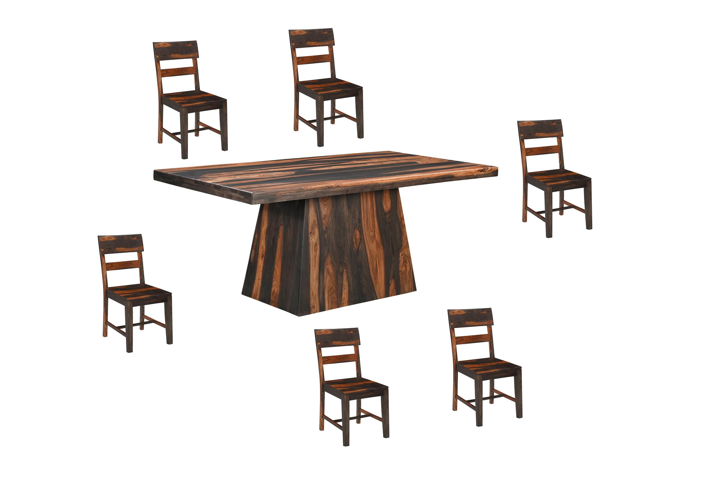 Warren Dark Brown Solid Wood 7-Piece Dining Set with Live Edge Table ...