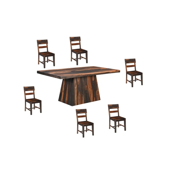 Warren Dark Brown Solid Wood 7-Piece Dining Set with Live Edge Table and Chairs