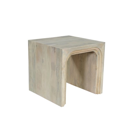 Taran Designs Mason Solid Wood End Table in White