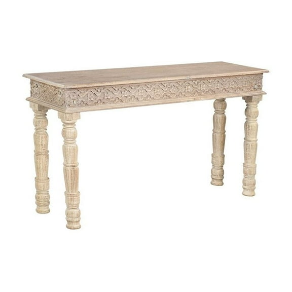 Taran Designs Milton Carved Solid Wood Console Table in White