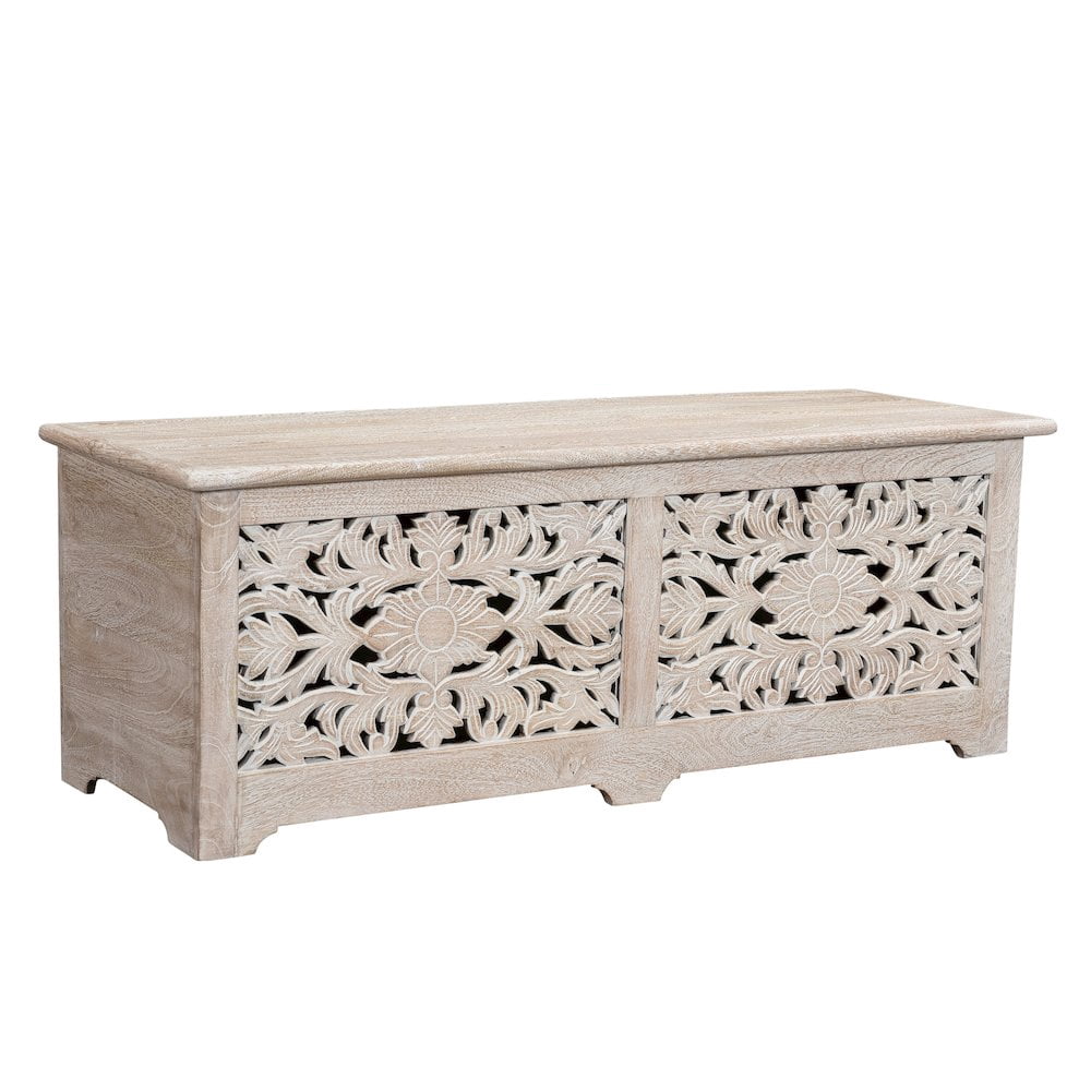 Wooden Storage Ottoman Frame Xylophone Design Reference: Taran Designs Monte Floral Carved Solid Wood Storage Ottoman In