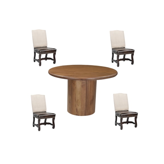 Taran Designs Mason 5-piece Solid Wood Dining Set in Dark Brown