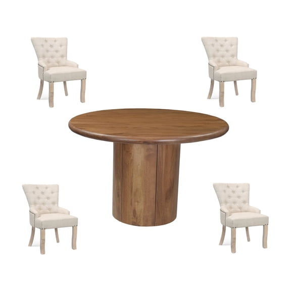 Taran Designs Mason 5-piece Solid Wood Dining Set in Dark Brown
