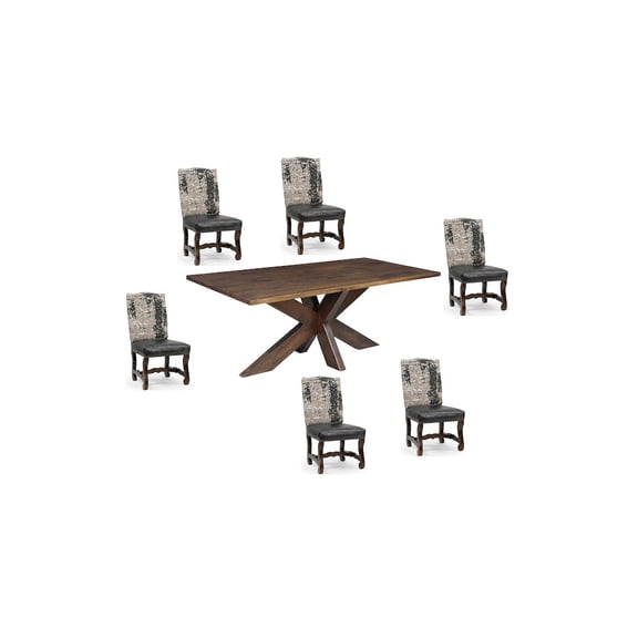 Taran Designs Renith 7-piece Live Edge Solid Wood Dining Set