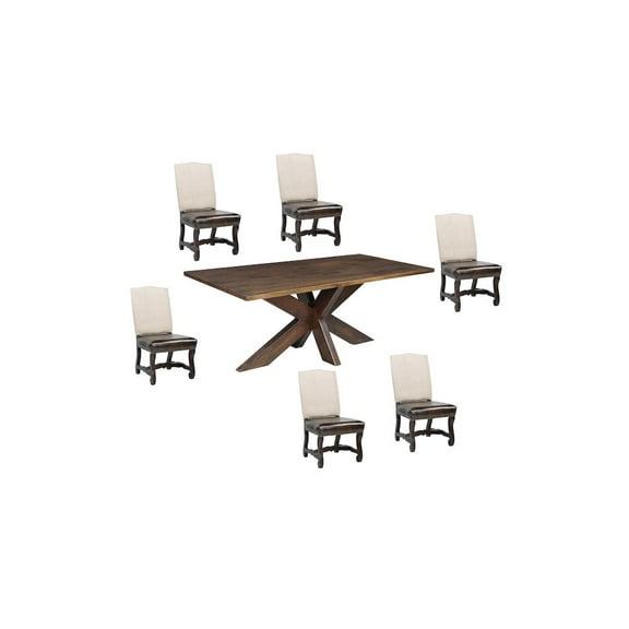 Taran Designs Renith 7-piece Live Edge Solid Wood Dining Set