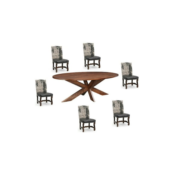 Taran Designs Renith 7-piece Live Edge Solid Wood Dining Set