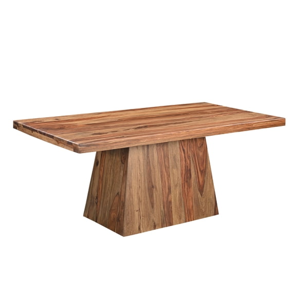 Taran Designs Warren 75" Solid Wood Pedestal Dining Table in Brown