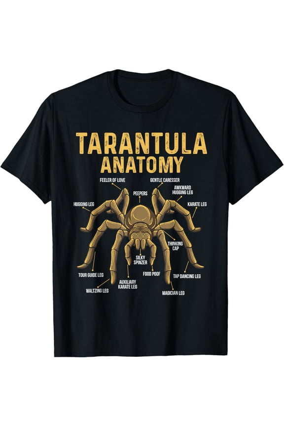 Tarantula Anatomy - Spider Arthropod Arachnid Arachnophile T-ShirtMen and women, Black T-shirt, size: Extra large S-4XL